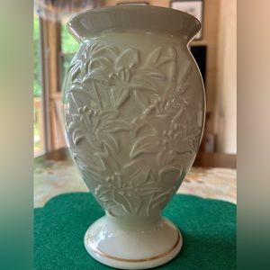 Vintage Lenox Lily Vase embossed 8”L Ivory Gold Trim  Collection